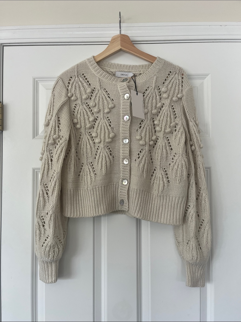 NWT Greylin | Cream Knit Bobble Cardigan